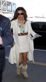 Eva Longoria photos legs white dress LAX airport Los Angeles