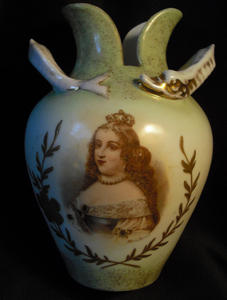 Antique Victoria Schmidt Co Portrait Vase Serpent Marie Therese Gold